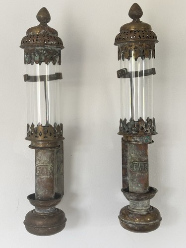 Pair antique gwr brass wall - antique,