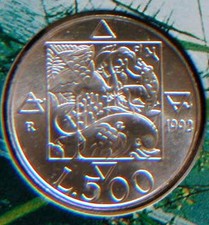1992 Italy silver coin 500