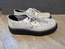 T.U.K. Rare scarpe Tuk Punk nere bianche Lo traforate Creepers ottime condizioni taglia UK 6