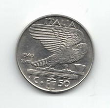 MONETA coin 50 CENTESIMI lira Vittorio Emanuele III Italia 1940 anno XVIII