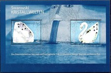 Austria 2004 Cristalli Swarovski Gemme Minerali Gioielli Cigno Uccellini m/s MNH
