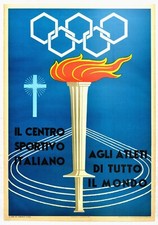 Poster Sportivo Italia Giochi Olimpici Torcia 1960 Centro Sportivo