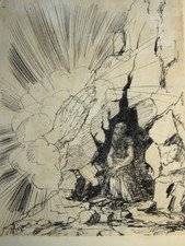 SCUOLA FRANCESE XIX-XX DISEGNO INCHIOSTRO ALLEGORIA MANI DIO MESE TAVOLI LEGG...