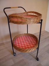 Carrello di servizio carrello bar tavolino anni 60 vintage mid century cestino stringa n.331