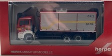 HERPA MAN TGA M WLF/RIMORCHIO RIBALTABILE VIGILI DEL FUOCO DACHAU B. MÜNCHEN CON CONTENITORE AB-THL