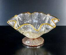 ⚜️ VASO CENTROTAVOLA VETRO SOFFIATO SCAGLIE DORATE MAESTRI VETRAI MURANO VASSOIO