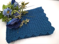 Copertina Neonato Uncinetto misto lana 85% merinos blu petrolio misura 80 x 69