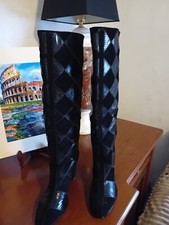 Stivali donna vera pelle Twin Set. Stivalo al ginocchio, patchwork, neri tg 38