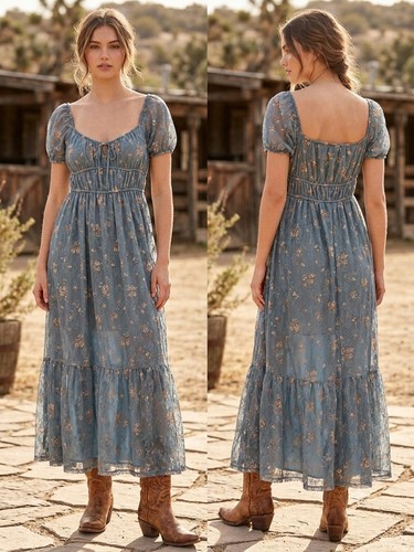 Abito midi country cottage - midi,