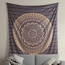 Parete Boho Mandala Grande Arazzo Oro Nero - 210X230 Cm Indiano Cotone Hippie Pa