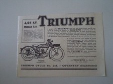 advertising Pubblicità 1926 MOTO TRIUMPH 4,94 HP MODELLO Q.A.