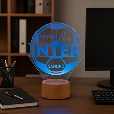 Lampada LED Pallone Inter Calcio e Nome Personalizzato Luce LED Camera 7 Colori