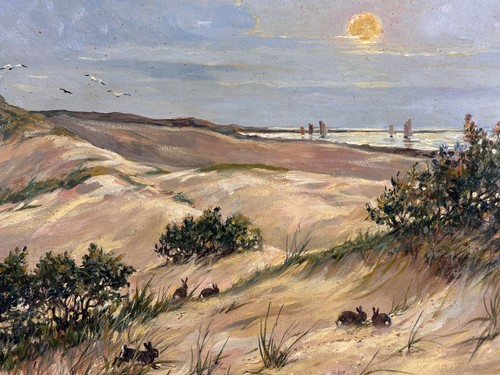 Tableau ancien plage - tableau,