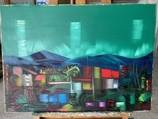 Dipinto Astratto BRUNO FAEL Olio Su Tela Cotone Senza Titolo Anno 1977