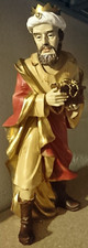 STATUA PRESEPE FIGURA RE MAGIO ESPRESSIVA CORONA ORO RESINA GRANDE ALTEZZA 40CM
