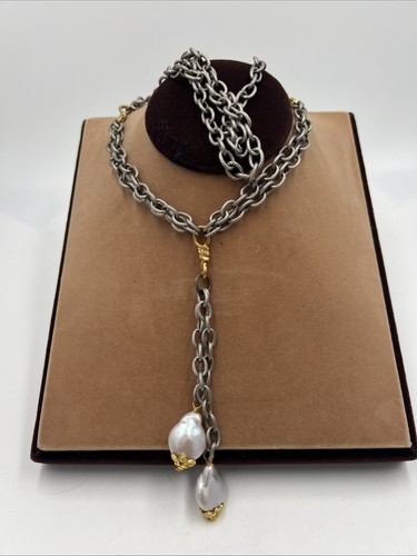 Collana lunga argento tono oro