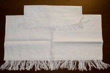  Asciugamani bagno in lino ricamato a mano con frange