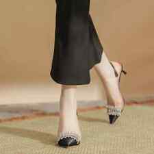 Decolte Scarpe Donna Alte 7.5 cm Nero Strass Cinturino Pelle Sintetica 70882