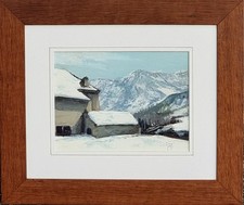 Carlo Pirotti ( Torino 1938 - Saluzzo 2015 ) " Neve " , olio su tavola  18 x 24.