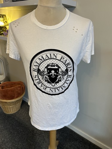 Shirt balmain paris bianca - t-shirt,