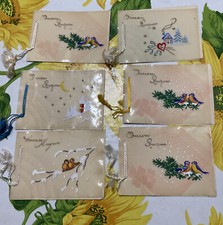 Nr.6 biglietti di auguri natalizi Vintage cm 8 X cm 22 SENZA BUSTA come foto