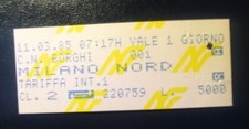 Ferrovie Nord Milano biglietto treno 2a classe tipo 1985 C. N. Borghi 