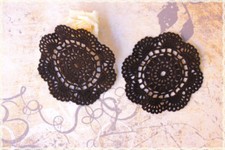 Coppia Pizzo uncinetto forma tonda per creare orecchini 7.5CM colore nero