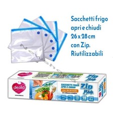 10 SACCHETTI FRIGO RIUTILIZZABILI A CHIUSURA ERMETICA CON ZIP APRI E CHIUDI 4 LT