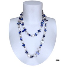 Blu Bianco Collana Madreperla