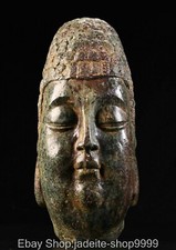 Statua testa di Buddha 18,5'' antica dinastia bronzo merce Shakyamuni Sakyamuni Amitabha
