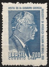 #879 RHM:C421 MNH 1958 7Cr Brasile Presidente Giovanni Gronchi in Brasile