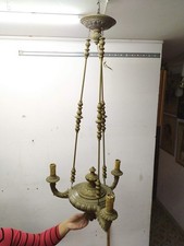 Lampadario legno dorato e