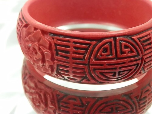 Vintage carved cinnabar x - vintage,