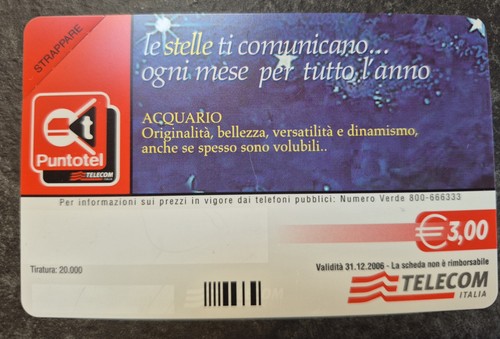 Scheda telefonica rara senza - scheda,