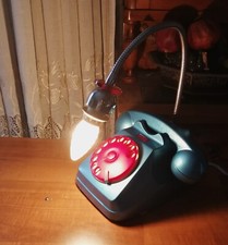 TELEFONO LAMPADA RETRO' SIP VINTAGE VERNICE MARTELLATA E METALIZZATA COLLECTIBLE