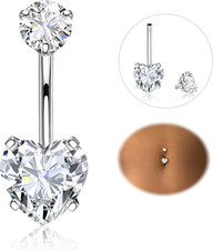 Piercing Ombelico 316L Acciaio Chirurgico Piercing Ombelico Anello 14G CZ Ombeli