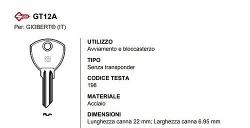 Chiave auto epoca gt12a - chiave,