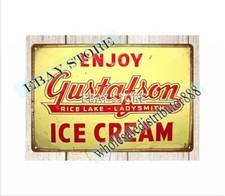 insegna latta metallo bar club GUSTAFSON GELATO RISO LAGO, LADYSMITH Wisconsin