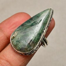 Gioielli in argento sterling 925 fatti a mano con agata muschio indiano misura 8