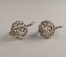 Orecchini vintage in Oro bianco 18 carati, diamante taglio rosa antico Art déco