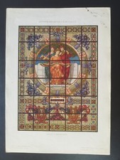 ANTICA STAMPA COLORI 1900 VETRATA ARTISTICA G. BELTRAMI. MUSICA. CARTONE G BUFFA