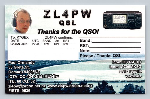 Radioamatore qsl zl4pw oamaru - radioamatore,