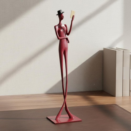 Scultura donna metallo nero - donna, in