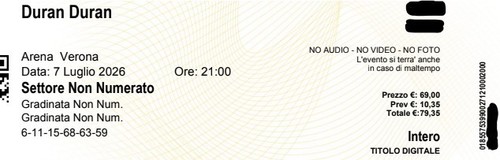 Biglietto concerto duran - 2,