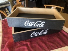 Coppia 2 Cassetti Coca Cola In Legno Solido Per Esposizioni Vintage Modernariato