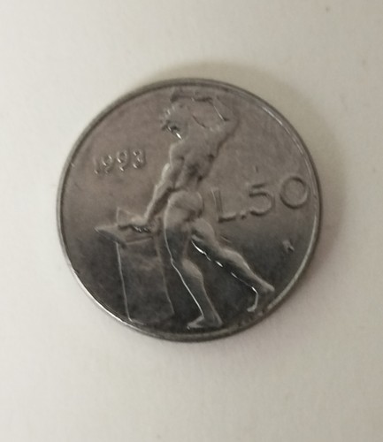 Rara micro moneta lire - "50, lire"