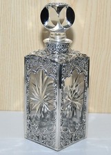 Bottiglia liquore whisky scotch bourbon lastra Argento 800  decoro vintage