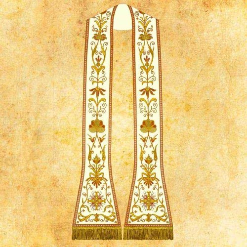 Stola romana ricamata - , ecru