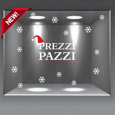 vetrofanie saldi natale wall sticker adesivo vetrine negozio prezzi pazzi a0833