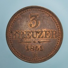 AUSTRIA FRANZ JOSEPH 3 KREUZER 1851 B RAME COIN MONETE DA COLLEZIONE